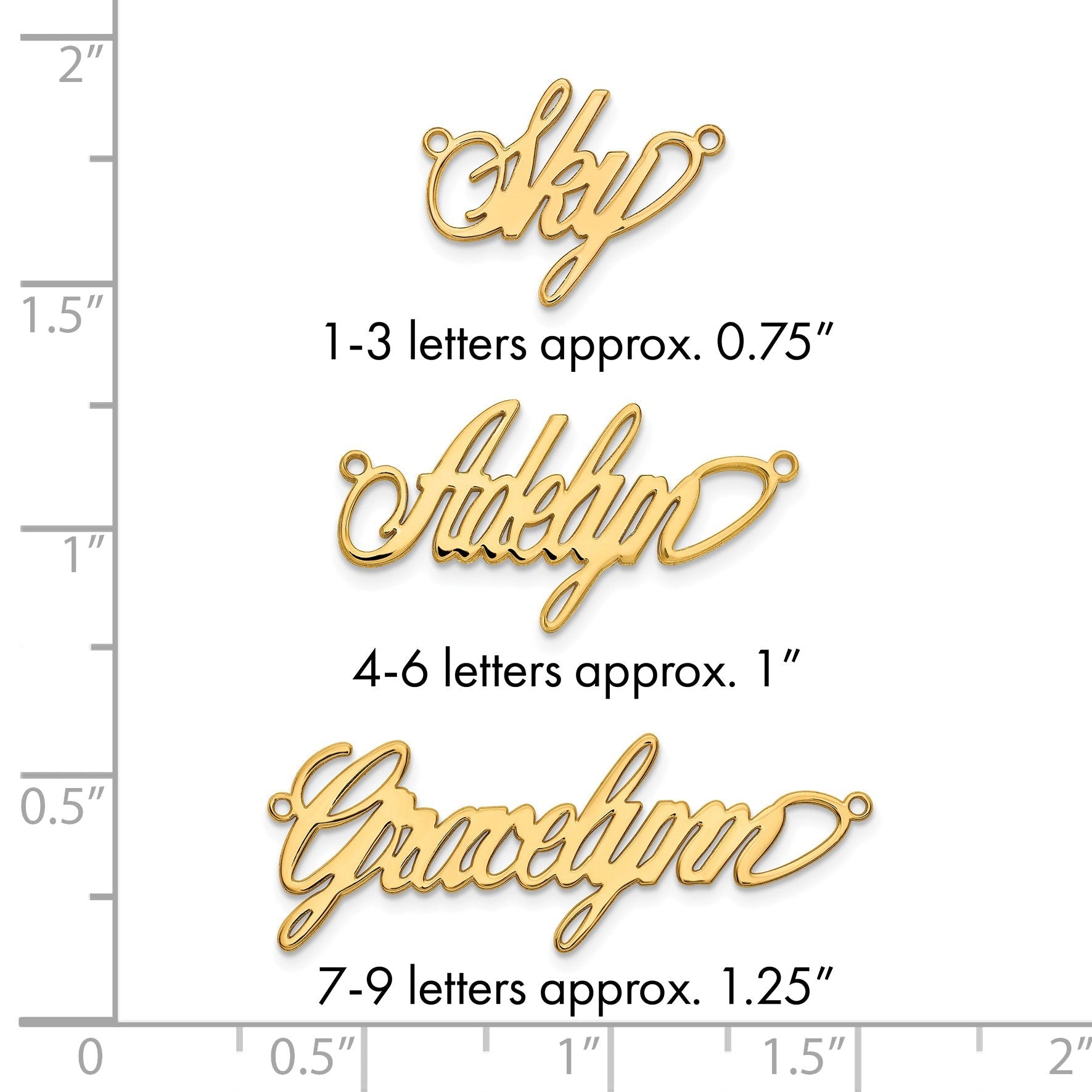 14K Gelbgold Poliert Surrey Schriftart Name Platte