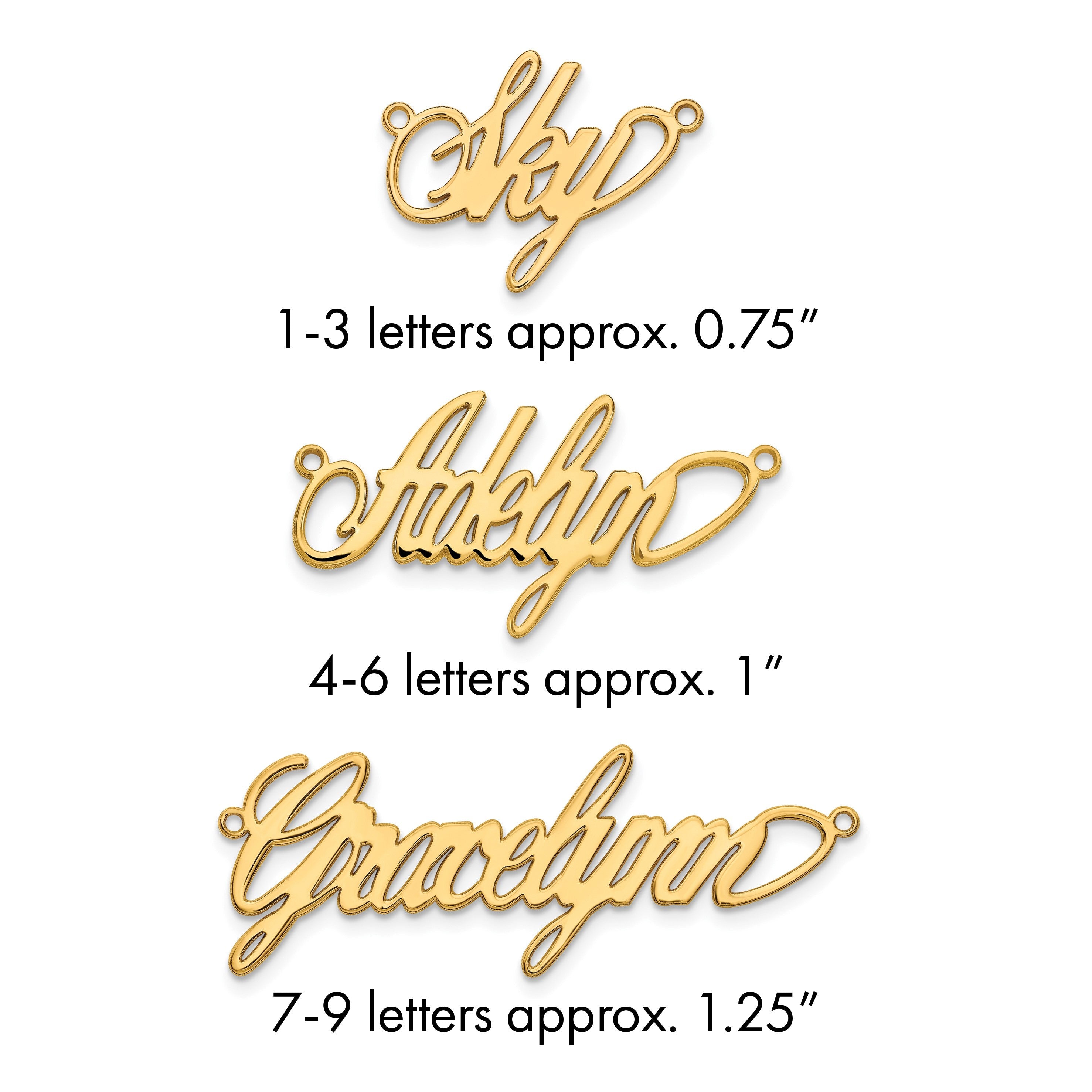 14K Gelbgold Poliert Surrey Schriftart Name Platte