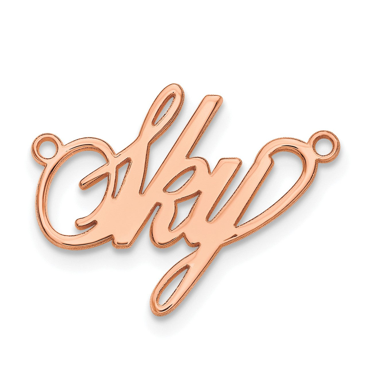 14K Roségold Poliert Surrey Schriftart Name Platte