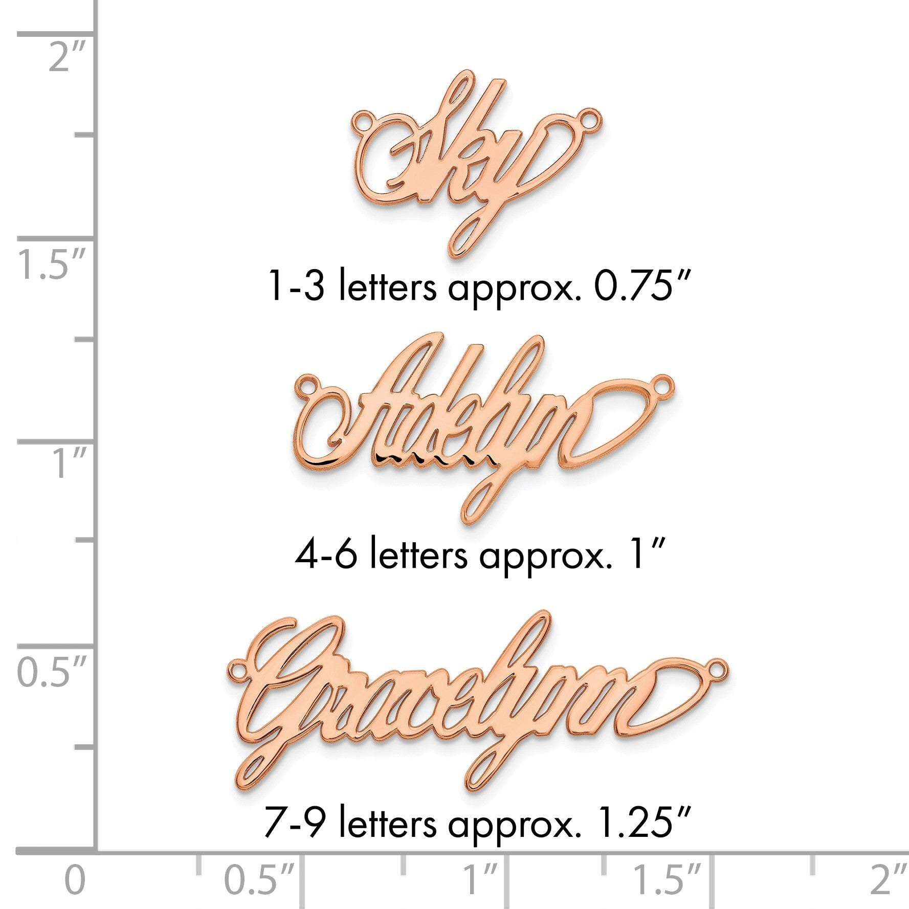 14K Roségold Poliert Surrey Schriftart Name Platte
