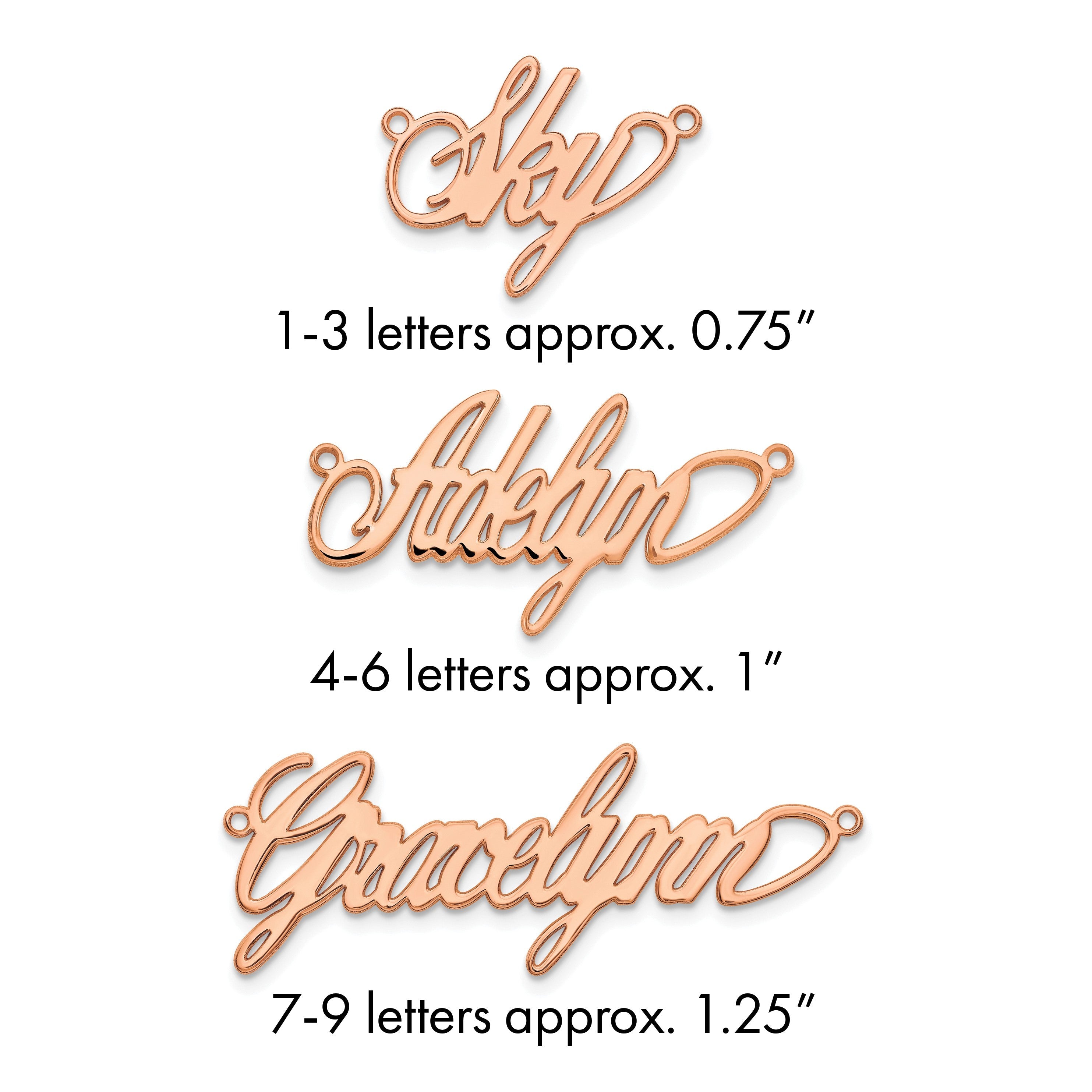 14K Roségold Poliert Surrey Schriftart Name Platte