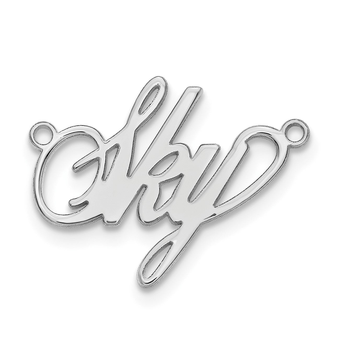 14K Weißgold Poliert Surrey Schriftart Name Platte