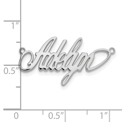 14K Weißgold Poliert Surrey Schriftart Name Platte