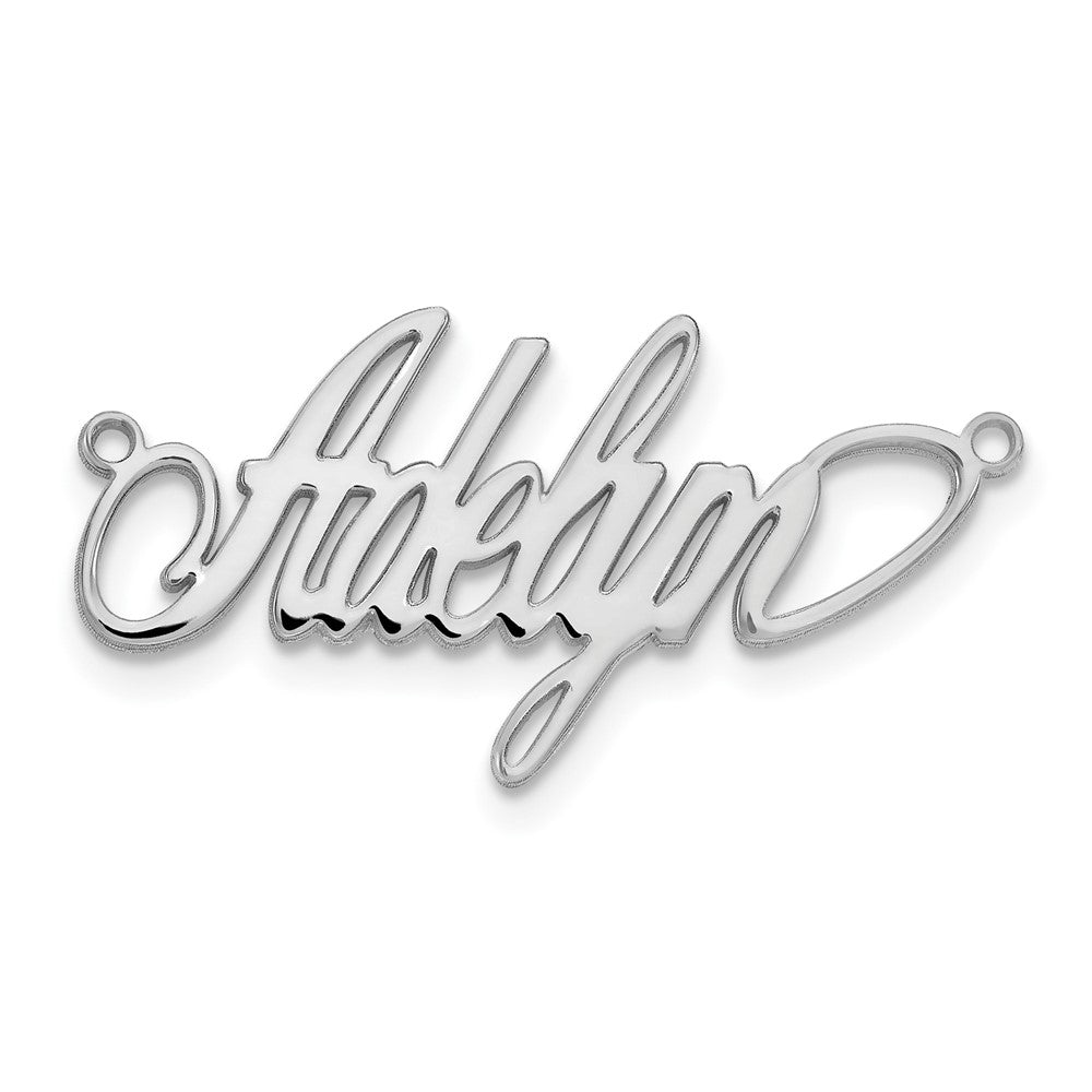 14K Weißgold Poliert Surrey Schriftart Name Platte