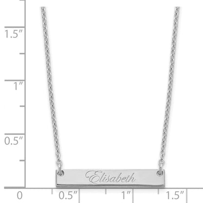 Sterlingsilber Rhodiniert Klein Edwardianisch Schreibschrift Stab Halskette