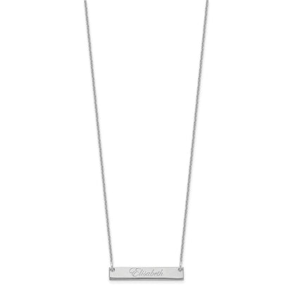 14K Weißgold Klein Edwardianisch Schreibschrift Stab Halskette