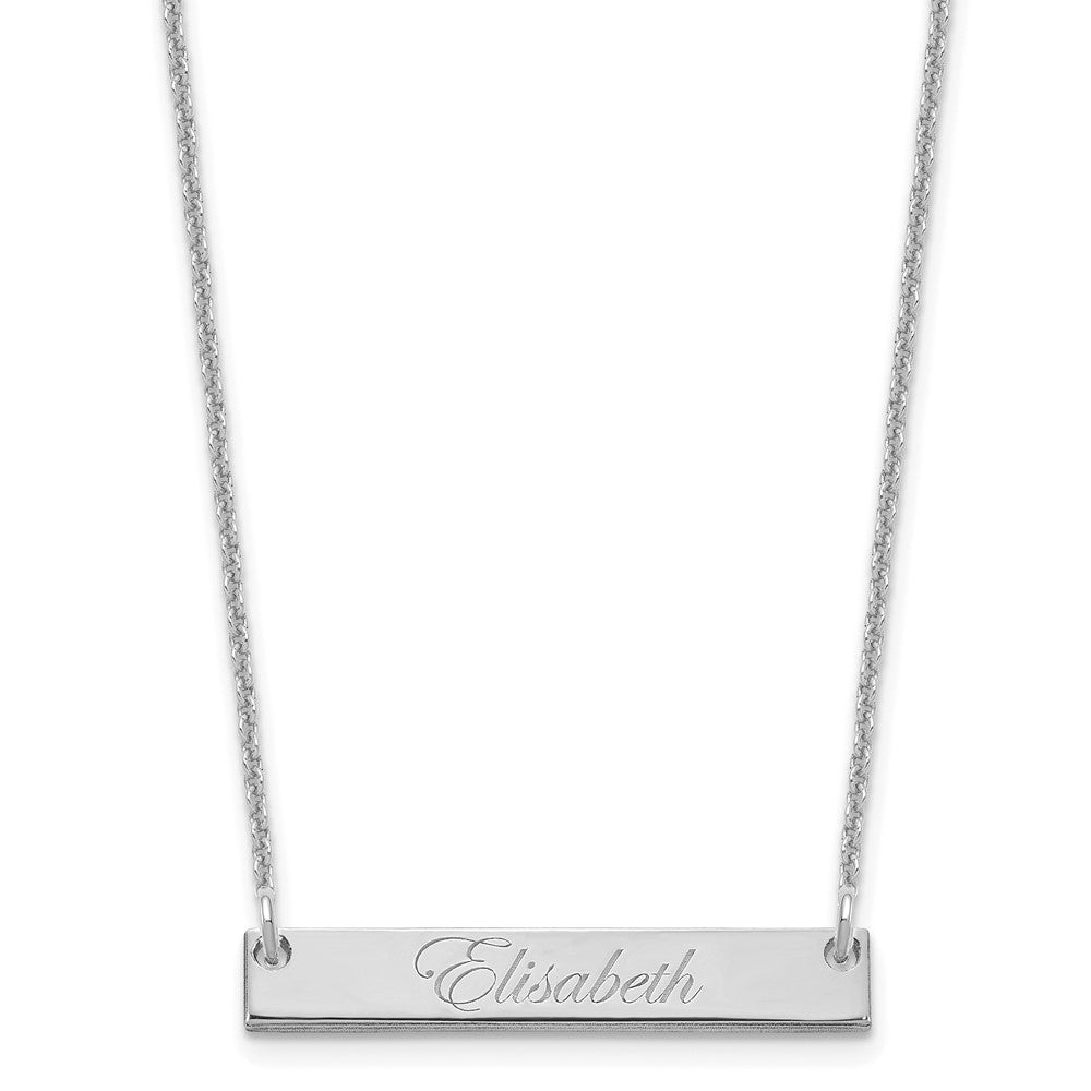 14K Weißgold Klein Edwardianisch Schreibschrift Stab Halskette