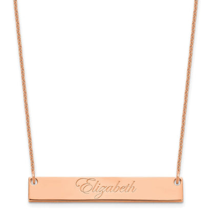 14K Roségold Mittel Edwardianisch Schreibschrift Stab Halskette