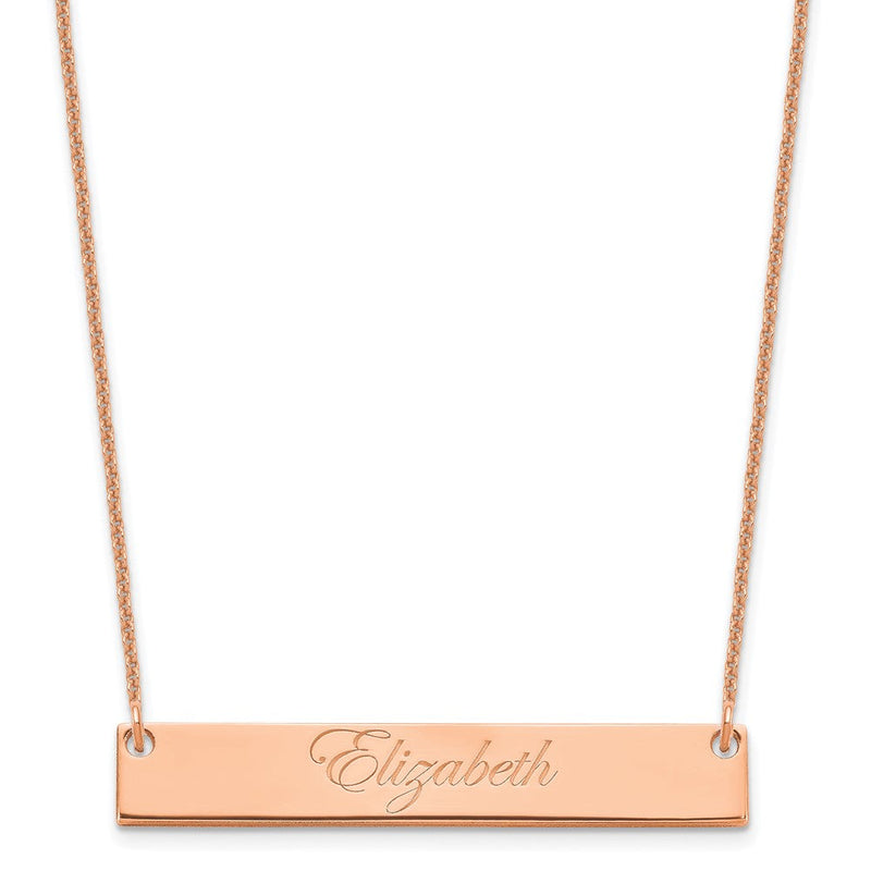 14K Roségold Mittel Edwardianisch Schreibschrift Stab Halskette