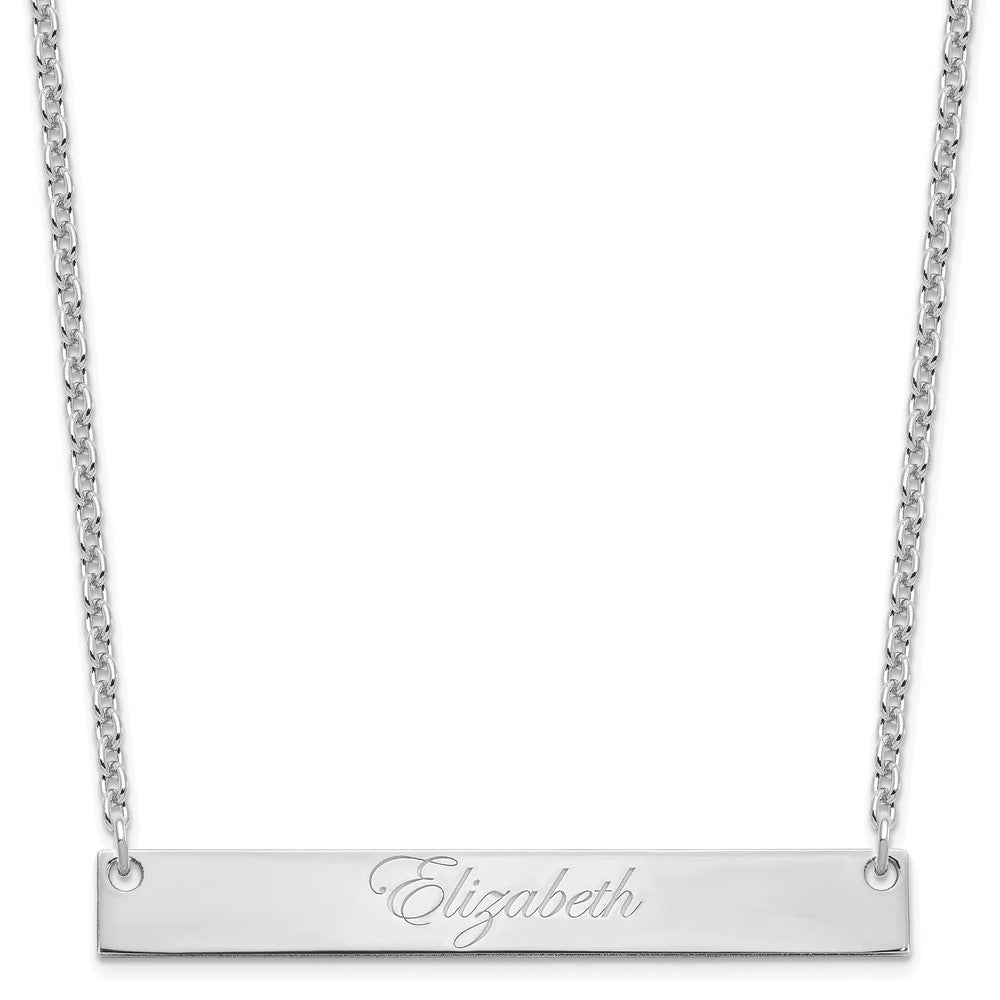 Sterlingsilber Rhodiniert Groß Edwardianisch Schreibschrift Stab Halskette