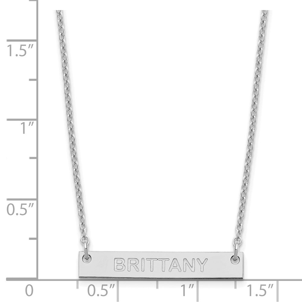 Sterlingsilber Rhodiniert Klein Capitalized Arial Abgerundet Stab Halskette
