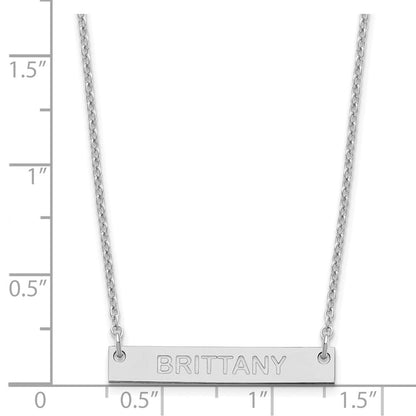 Sterlingsilber Rhodiniert Klein Capitalized Arial Abgerundet Stab Halskette