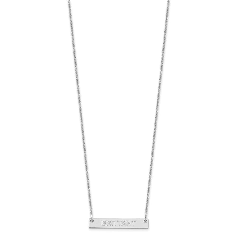 14K Weißgold Klein Capitalized Arial Abgerundet Stab Halskette