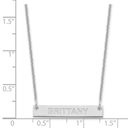 14K Weißgold Klein Capitalized Arial Abgerundet Stab Halskette