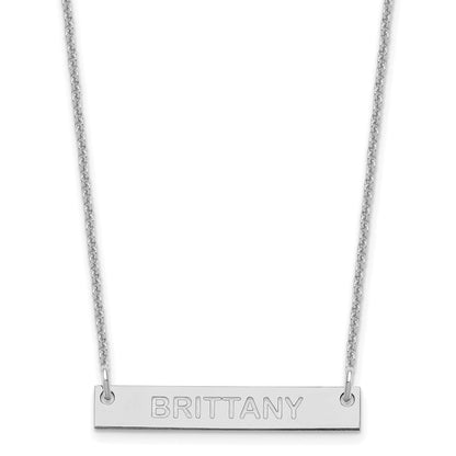 14K Weißgold Klein Capitalized Arial Abgerundet Stab Halskette