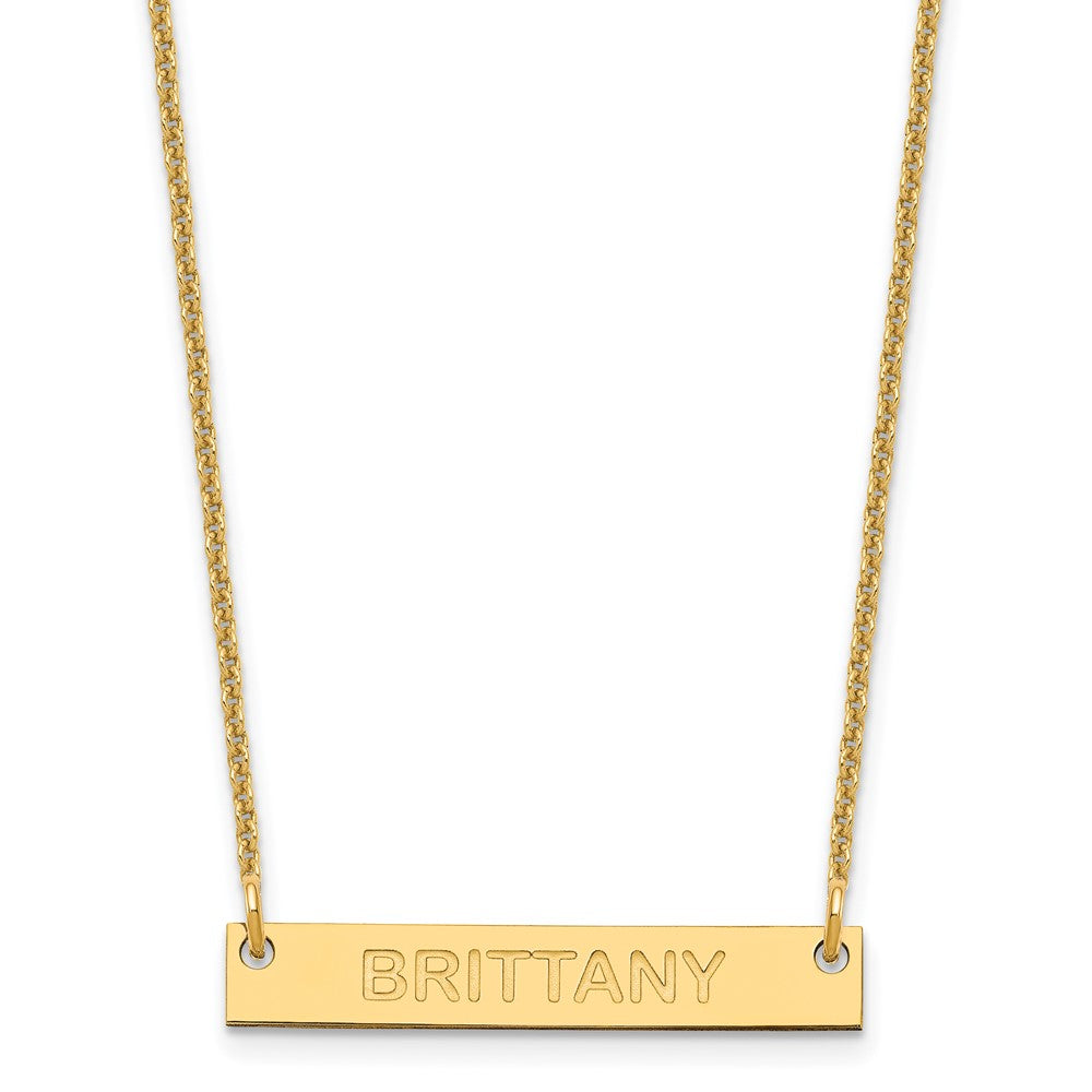 14K Gelbgold Klein Capitalized Arial Abgerundet Stab Halskette