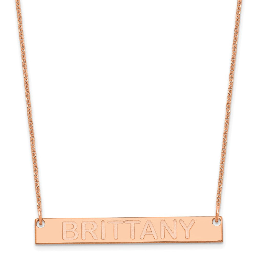 14K Roségold Mittel Capitalized Arial Abgerundet Stab Halskette