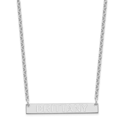 Sterlingsilber Rhodiniert Mittel Capitalized Arial Abgerundet Stab Halskette