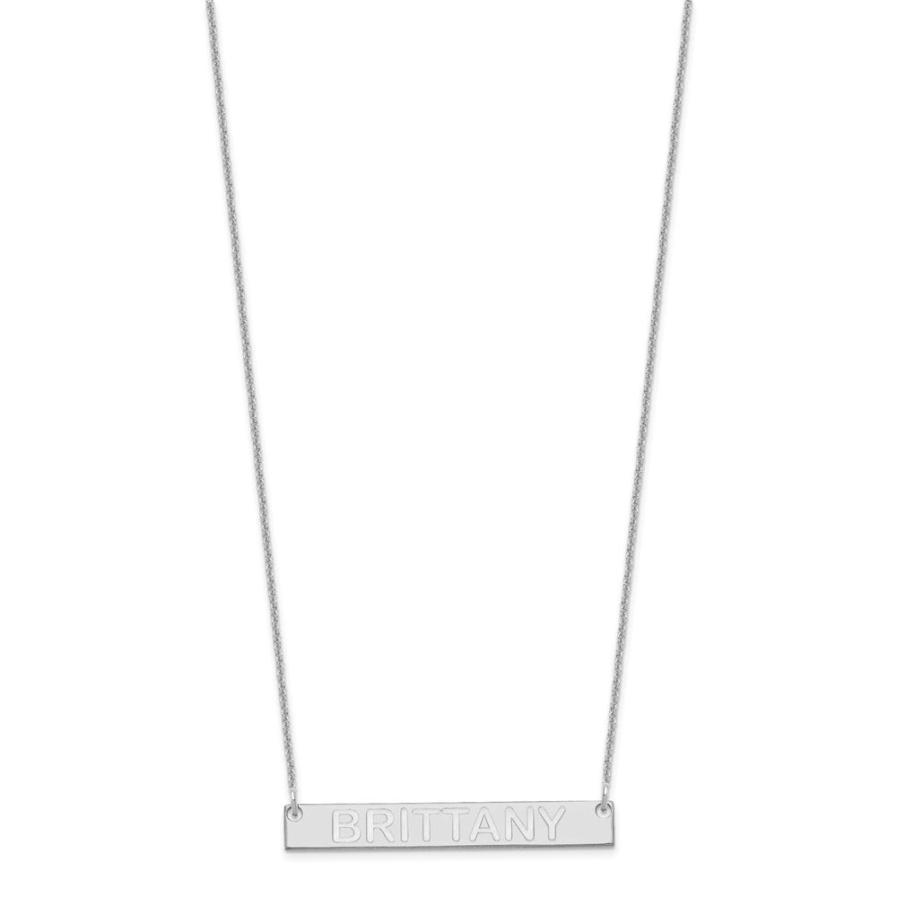 14K Weißgold Mittel Capitalized Arial Abgerundet Stab Halskette