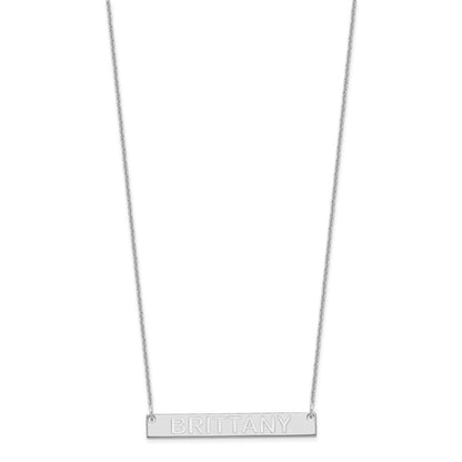 14K Weißgold Mittel Capitalized Arial Abgerundet Stab Halskette