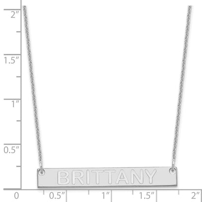 14K Weißgold Mittel Capitalized Arial Abgerundet Stab Halskette