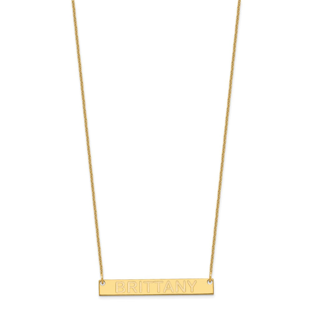 14K Gelbgold Mittel Capitalized Arial Abgerundet Stab Halskette