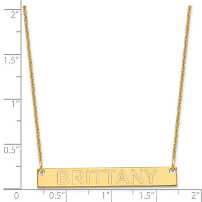 14K Gelbgold Mittel Capitalized Arial Abgerundet Stab Halskette
