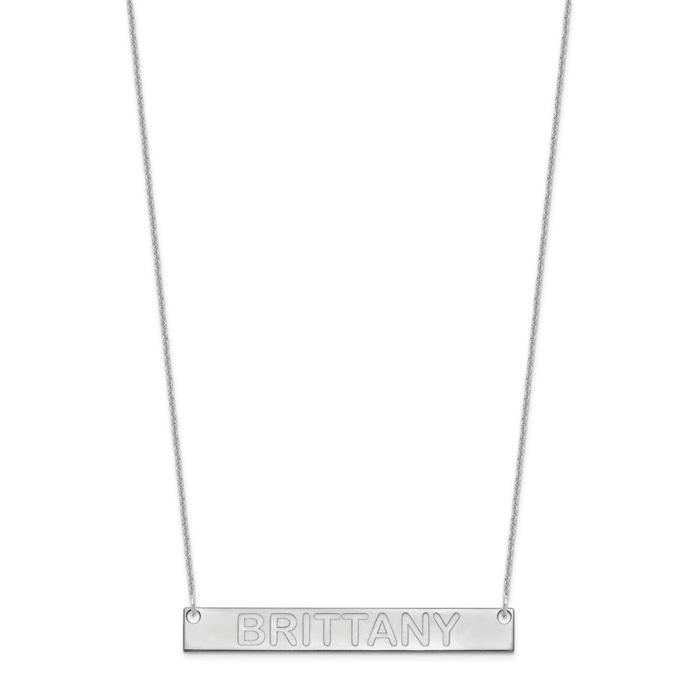 14K Weißgold Groß Capitalized Arial Abgerundet Stab Halskette