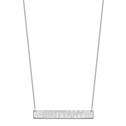 14K Weißgold Groß Capitalized Arial Abgerundet Stab Halskette