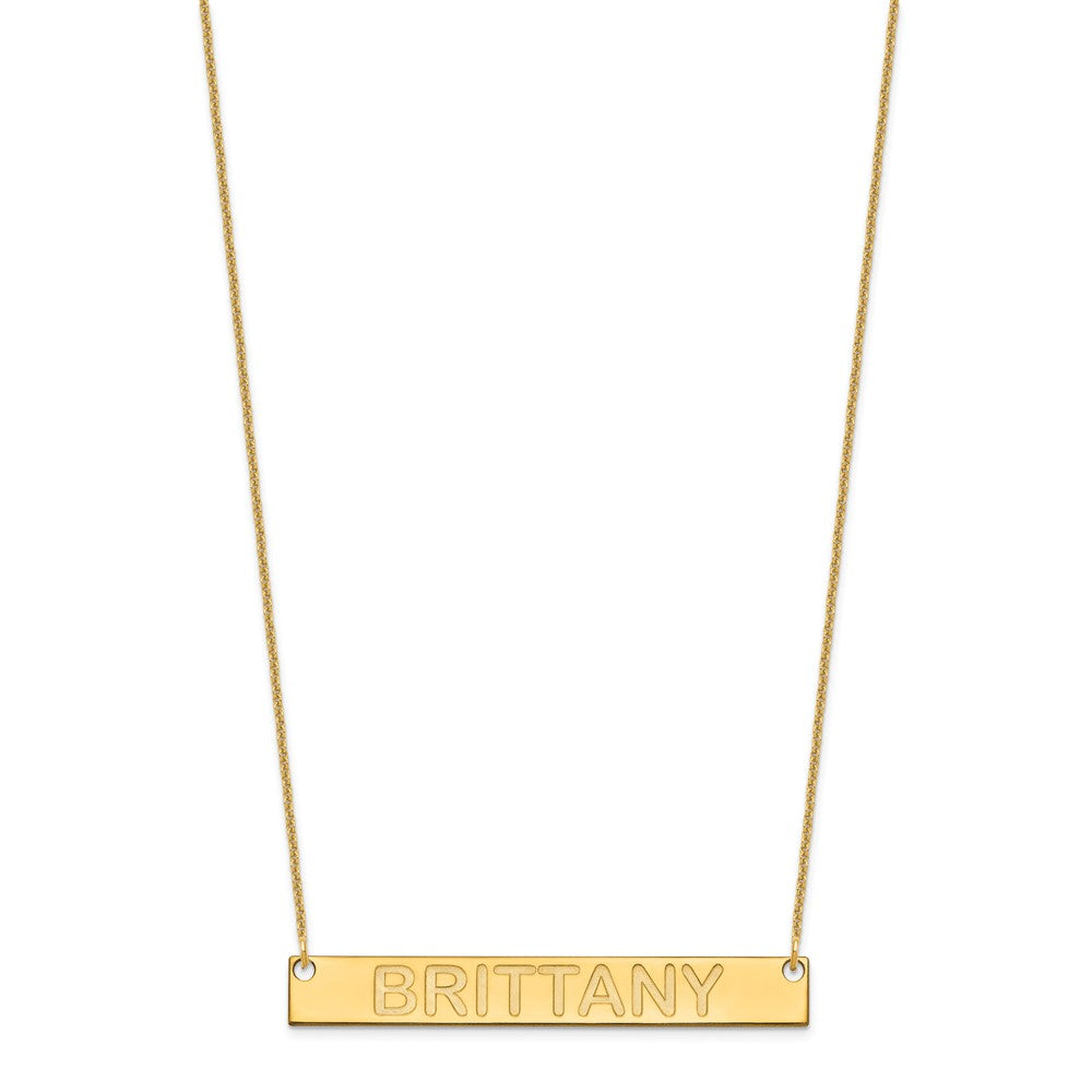 14K Gelbgold Groß Capitalized Arial Abgerundet Stab Halskette