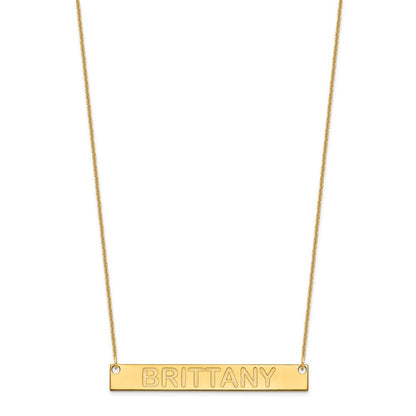 14K Gelbgold Groß Capitalized Arial Abgerundet Stab Halskette
