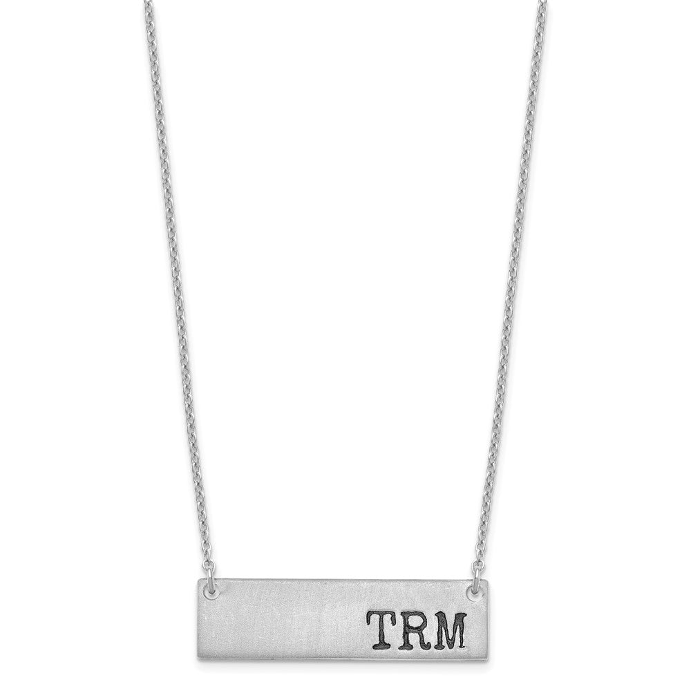 Sterlingsilber Rhodiniert Gebürstet Emailliert Initiale Monogramm Stab Halskette