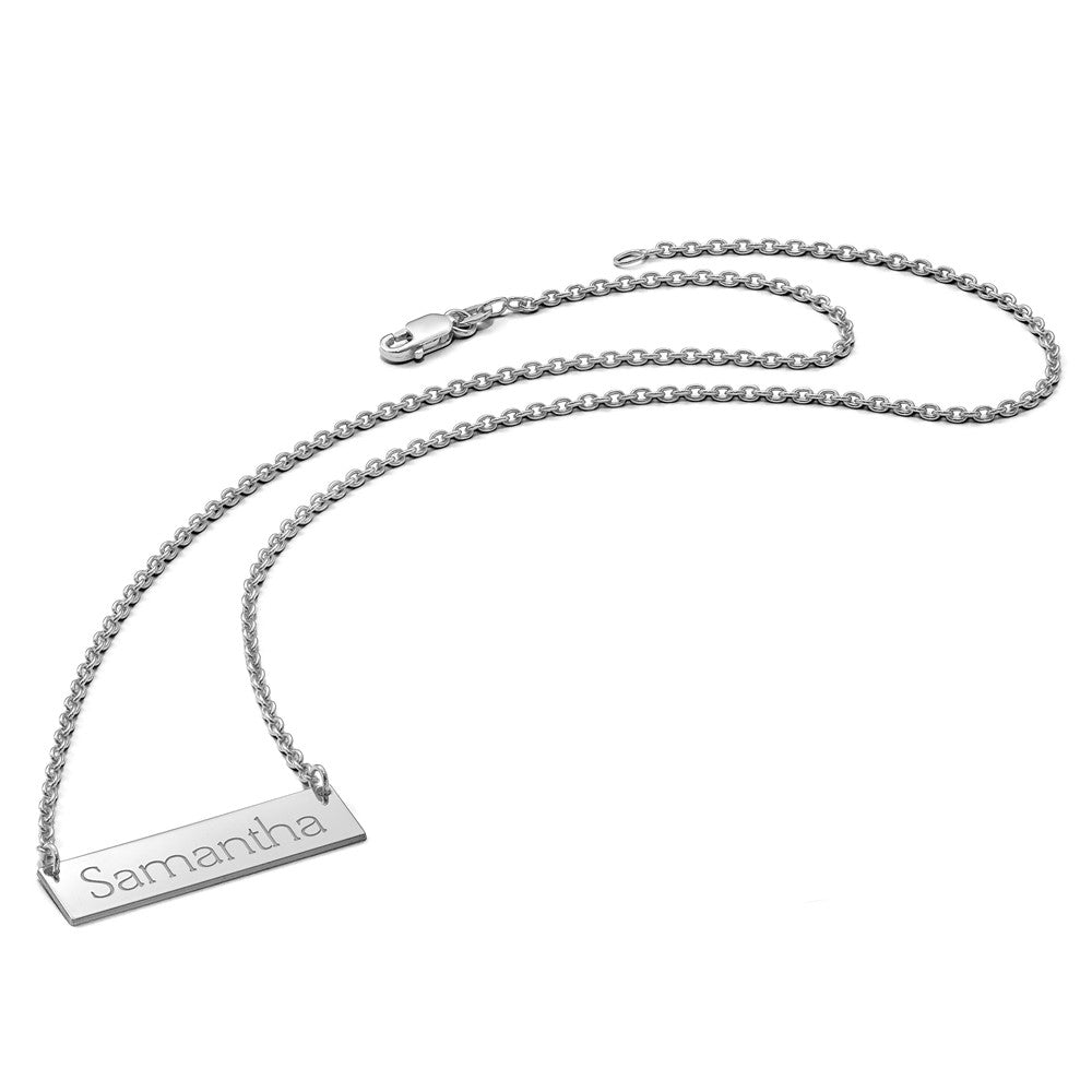 14K Weißgold Klein Name Stab Halskette