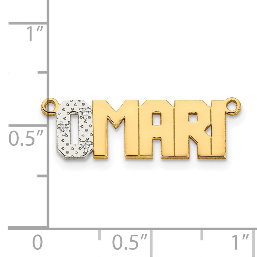 14K Gelb & Rhodium Gold Diamant Name Platte