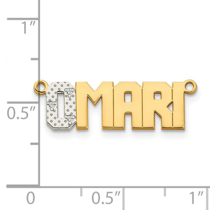 14K Gelb & Rhodium Gold Diamant Name Platte
