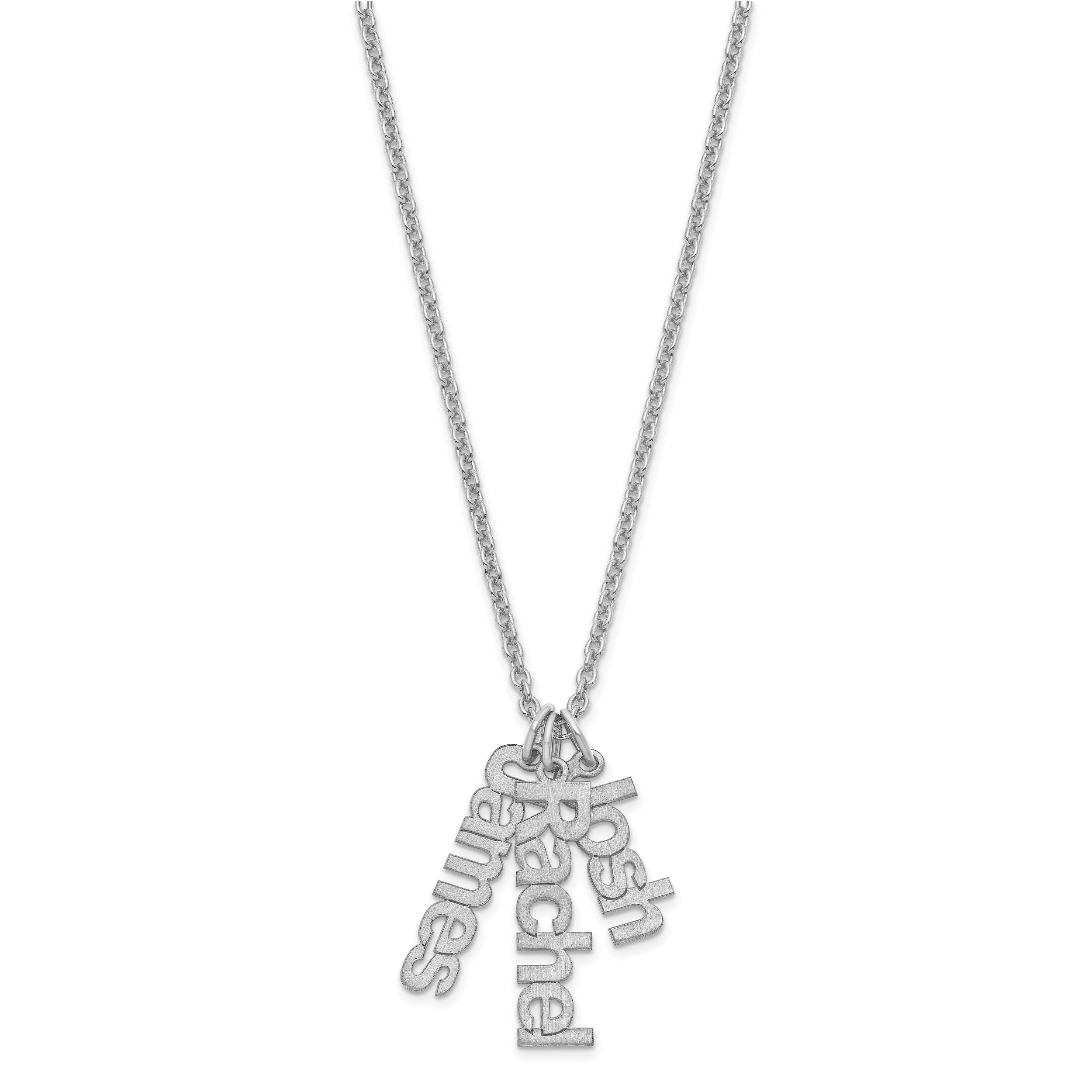 Sterlingsilber Silber/rhodiniert Gebürstet 3 Name Charm Halskette