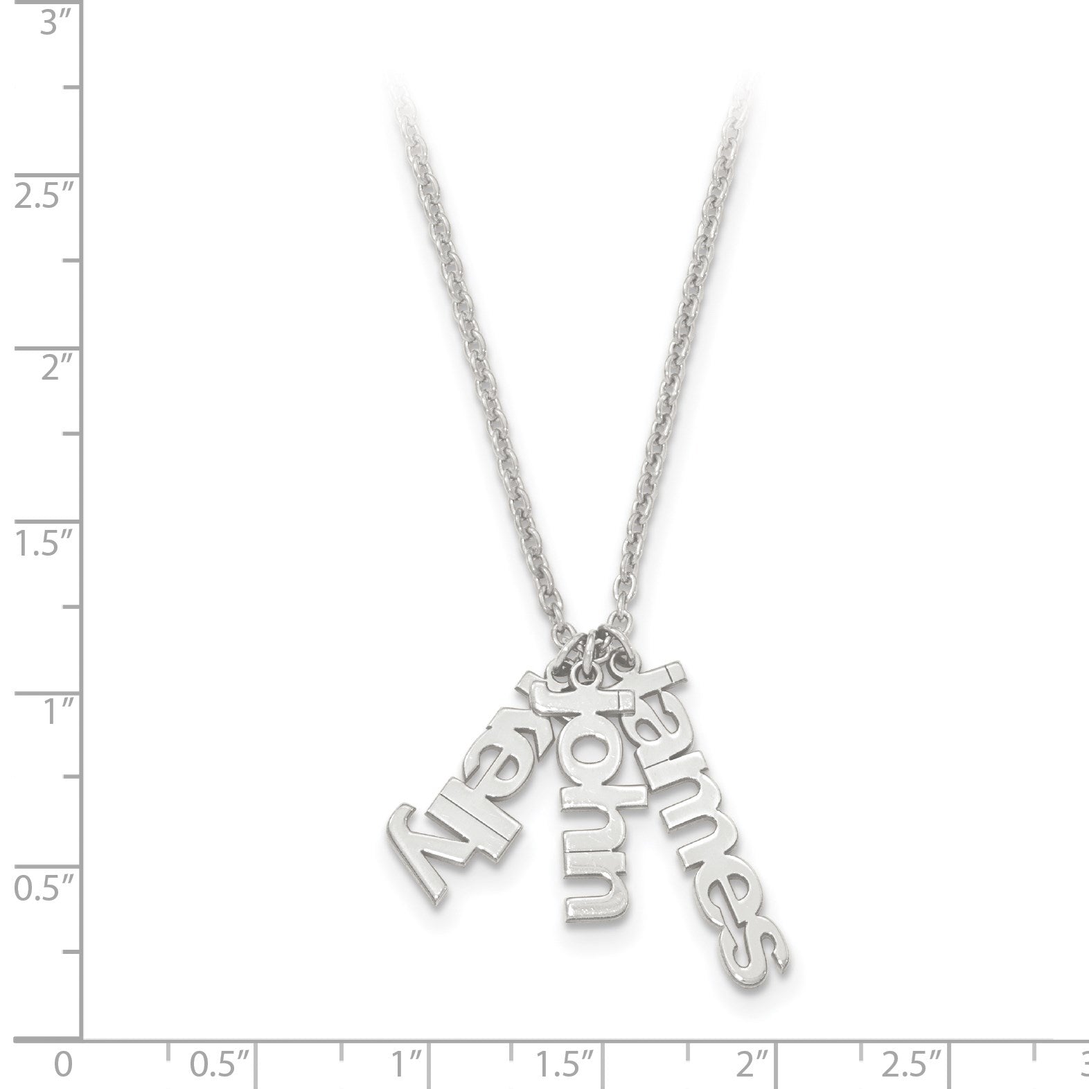 Sterlingsilber Silber/rhodiniert Gebürstet 3 Name Charm Halskette