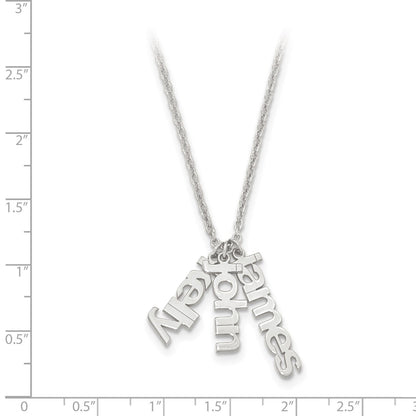 Sterlingsilber Silber/rhodiniert Gebürstet 3 Name Charm Halskette
