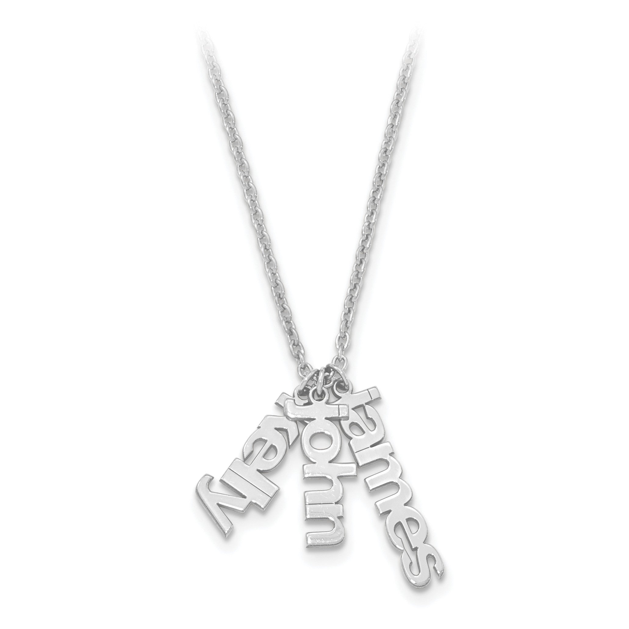 Sterlingsilber Silber/rhodiniert Gebürstet 3 Name Charm Halskette
