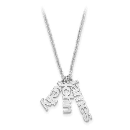 Sterlingsilber Silber/rhodiniert Gebürstet 3 Name Charm Halskette