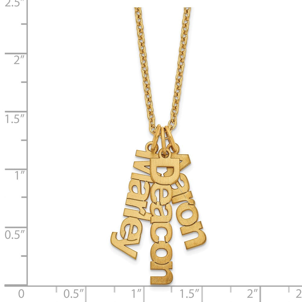 Vergoldet Sterlingsilber /gold Gebürstet 3 Name Charm Halskette