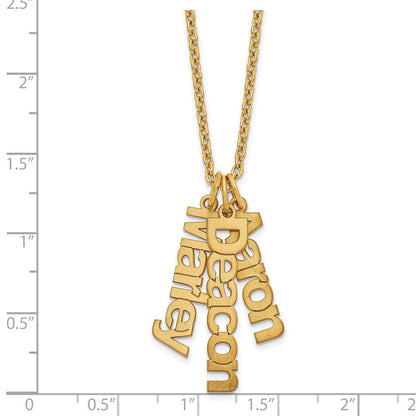 Vergoldet Sterlingsilber /gold Gebürstet 3 Name Charm Halskette