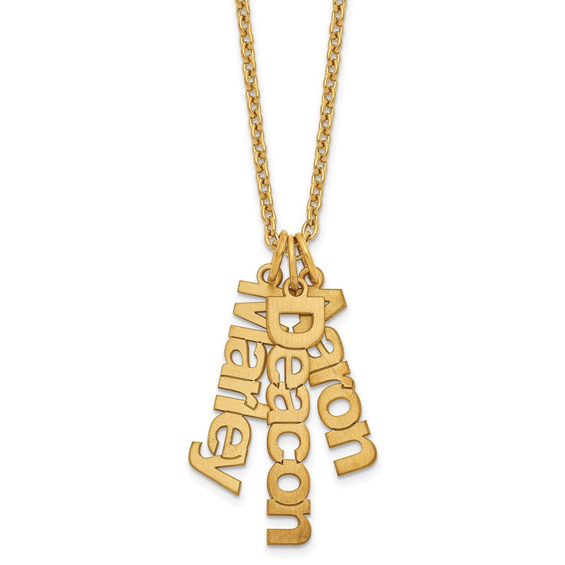Vergoldet Sterlingsilber /gold Gebürstet 3 Name Charm Halskette