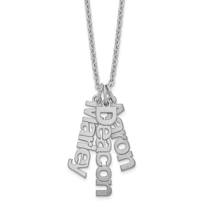 Sterlingsilber Silber/rhodiniert Gebürstet 3 Name Charm Halskette