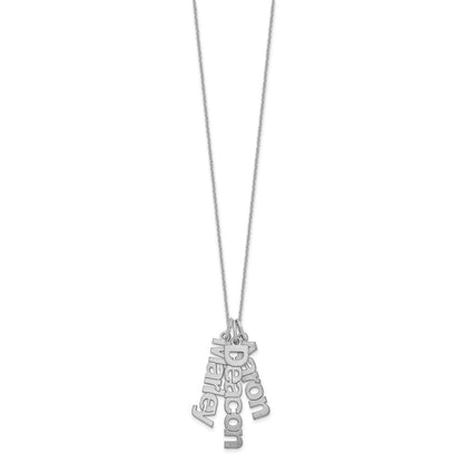 14K Weißgold Gebürstet 3 Name Charm Halskette