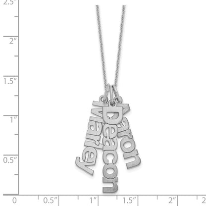 14K Weißgold Gebürstet 3 Name Charm Halskette
