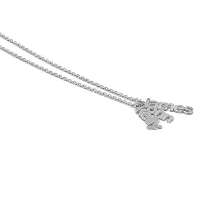 14K Weißgold Gebürstet 3 Name Charm Halskette