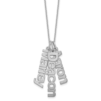 14K Weißgold Gebürstet 3 Name Charm Halskette