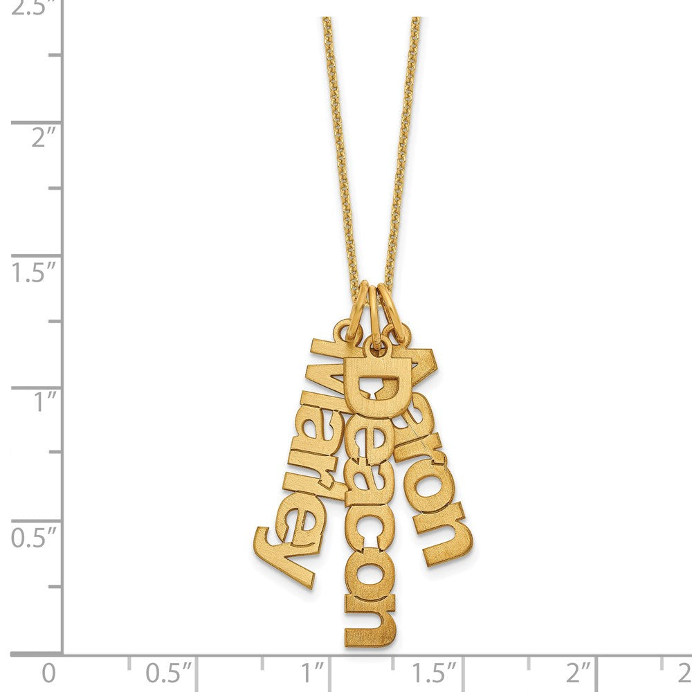 14K Gelbgold Gebürstet 3 Name Charm Halskette