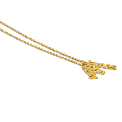 14K Gelbgold Gebürstet 3 Name Charm Halskette